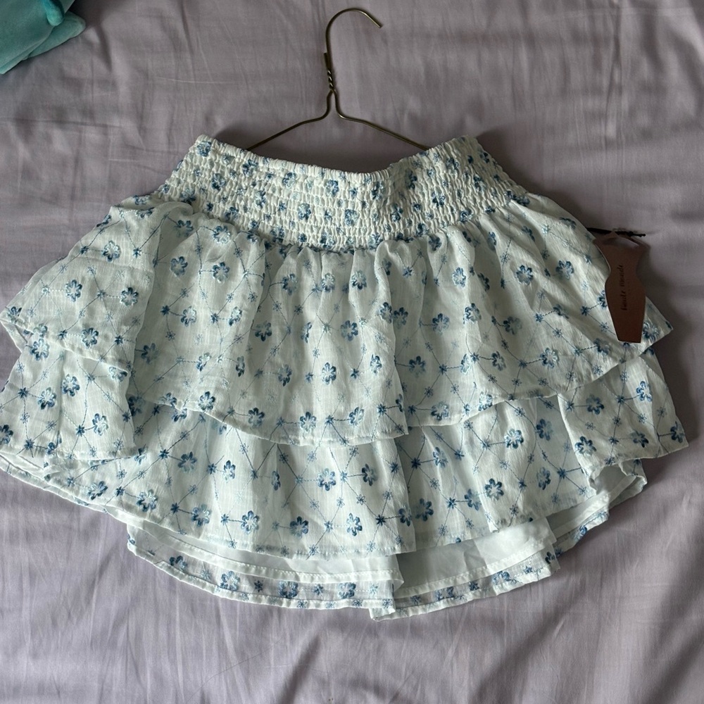 Haute Monde Blue and White Floral Mini Skirt